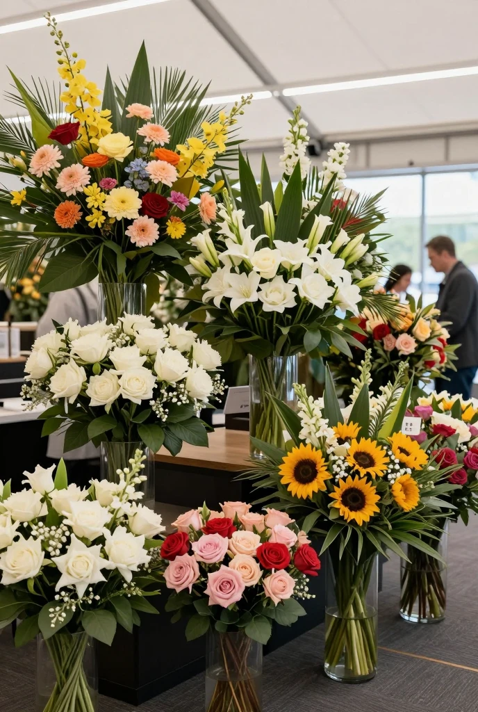 Professional florist team working on arrangements