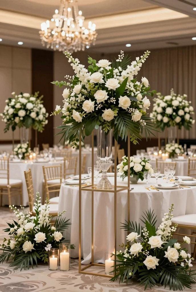 Elegant event floral decoration setup
