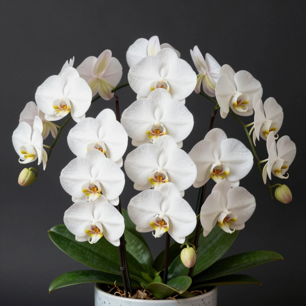 Exotic luxury white orchids arrangement